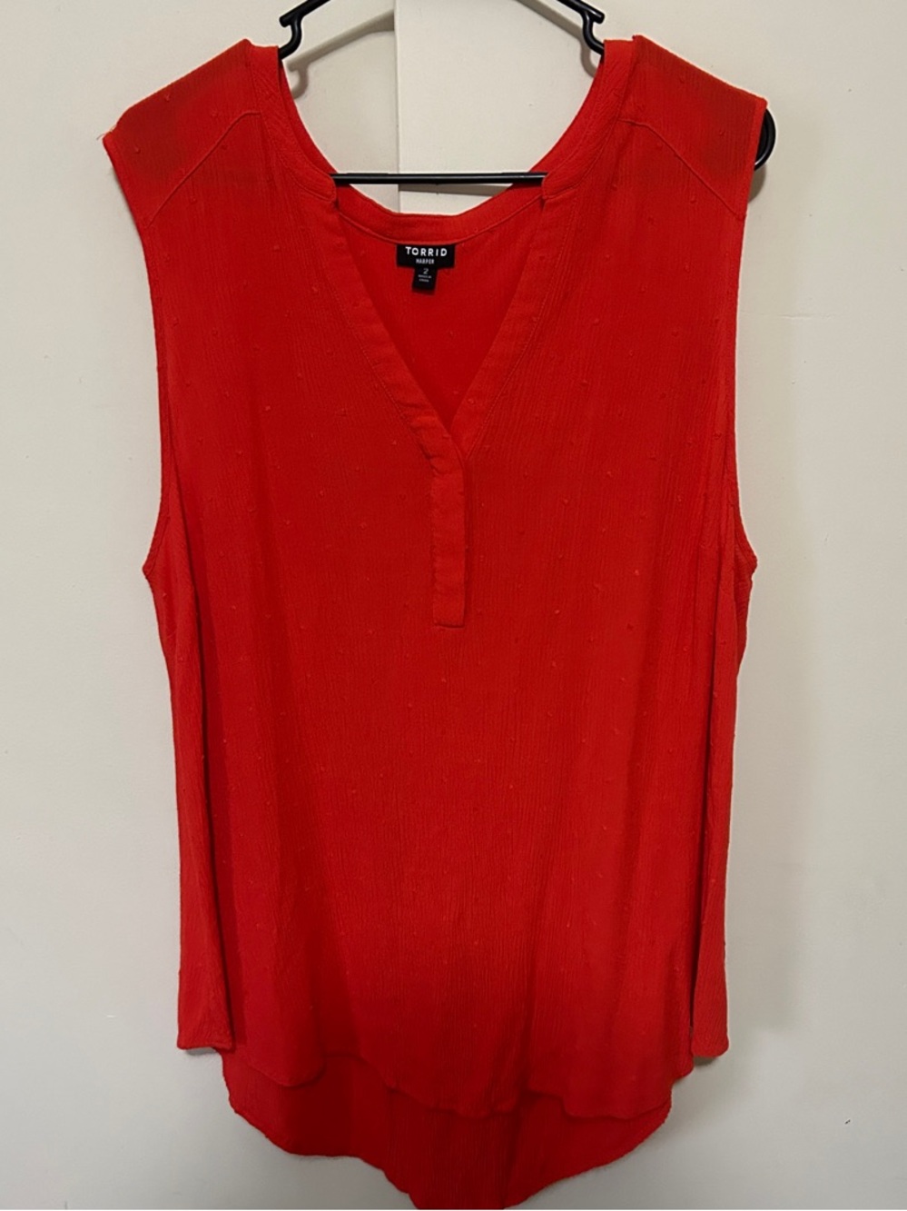 torrid Bright Red V-Neck Ribbed Sleeveless Tank
